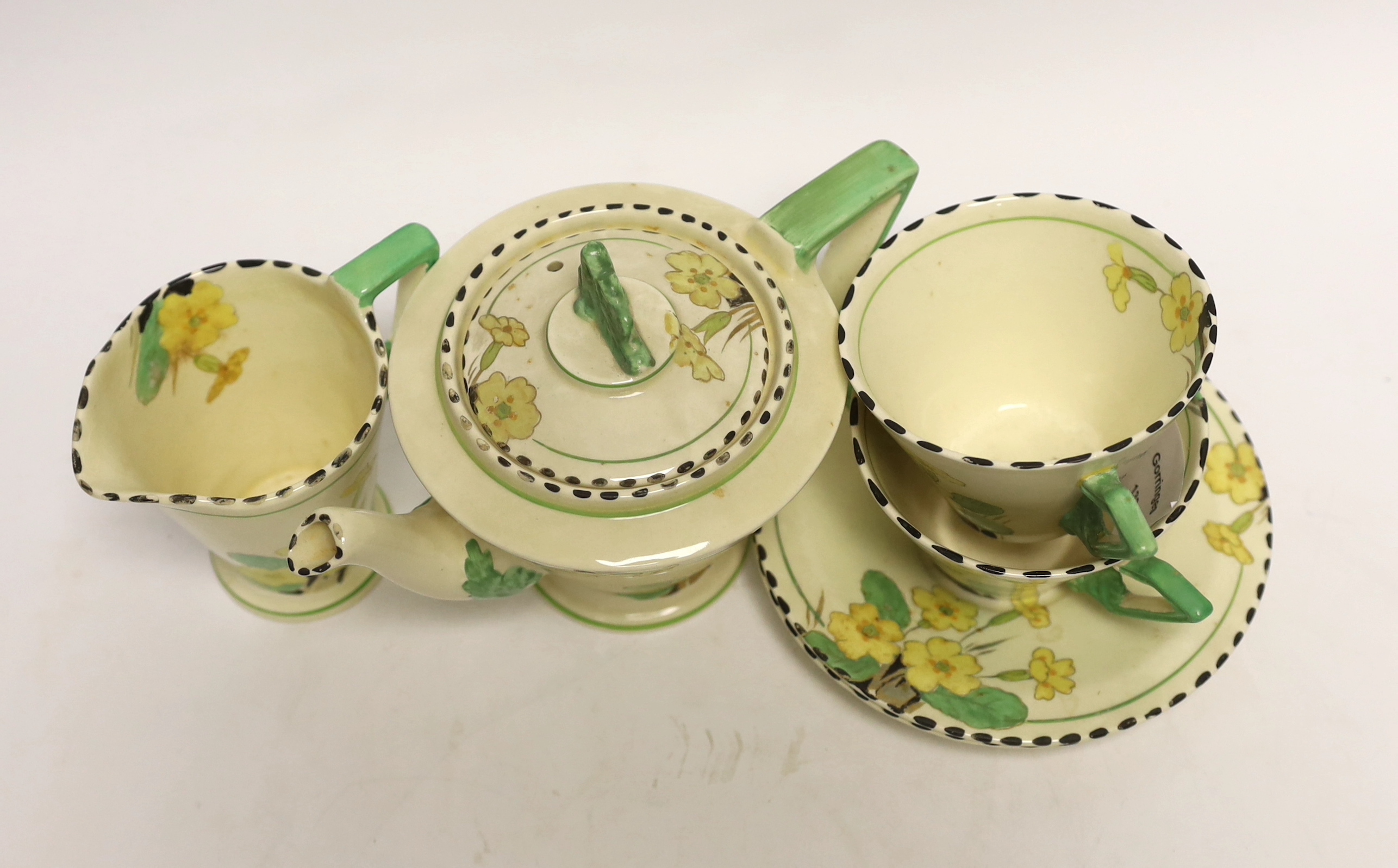 A Burleighware Art Deco style breakfast set, 19cm wide